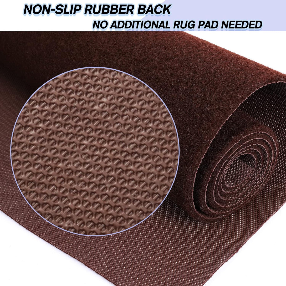 Custom Size Backed Non-Slip Area Rugs Runner, Easy Clean, Waterproof Runner Rugs for Hallway Entryway, Kitchen, Laundry, 4FT x 11FT, Brown