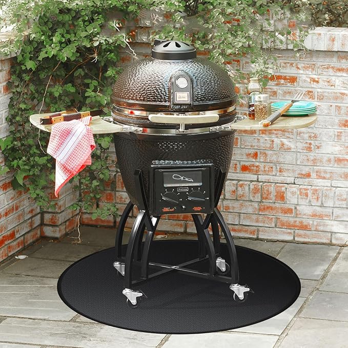 48" Round Fire Pit Mat for Solo Stove Bonfire/Under Grill Mat for Outdoor Grill Fireproof Waterproof Oil-Proof, 4 Layers Fireproof Fire Pit BBQ Pad Mat for Solo Stove Deck Patio Protect
