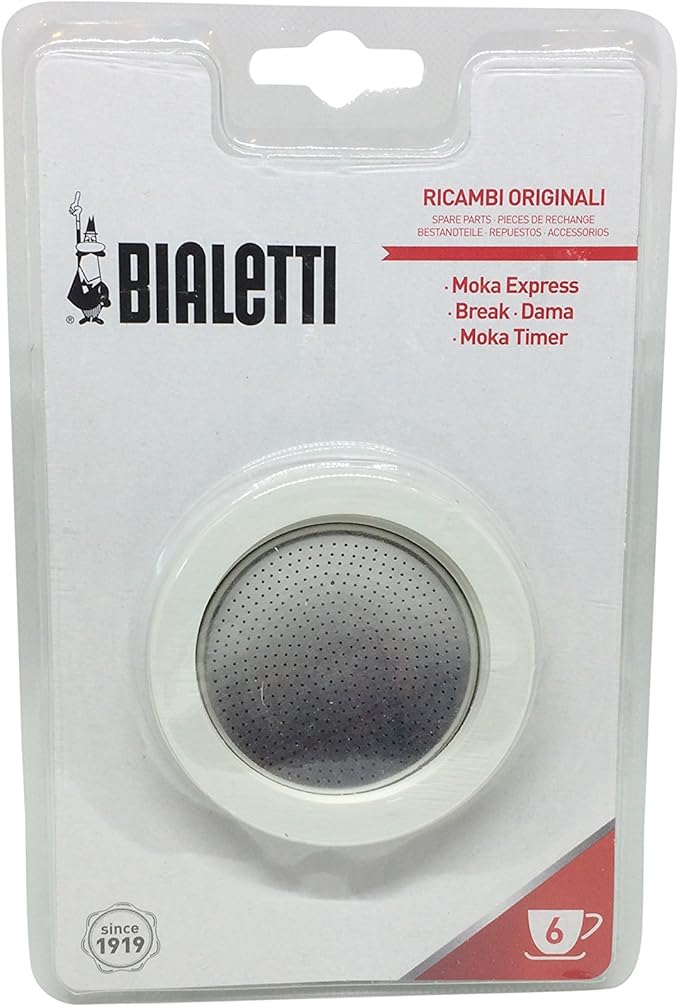 Bialetti Moka Express 6 Cup Replacement Filter and 3 Gaskets , White