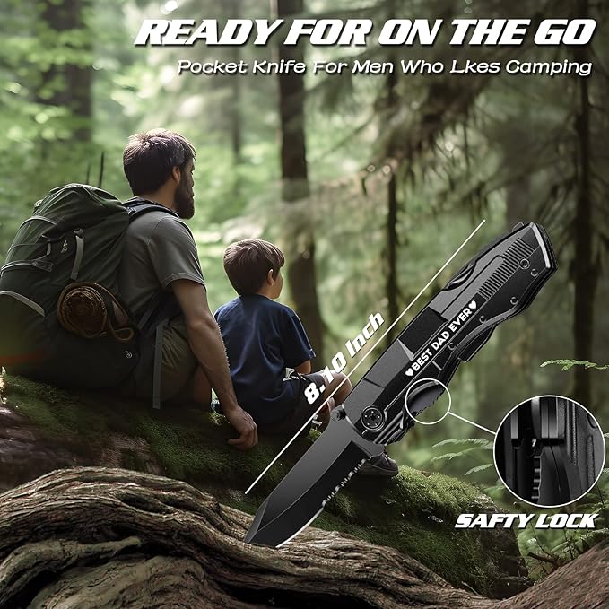 Gifts for Dad from Daughter Son,Multitool Pocket Knife "BEST DAD EVER",Christmas Birthday Fathers Day Dad Gifts,Unique Camping Hunting Cycling Gift Ideas for Dad