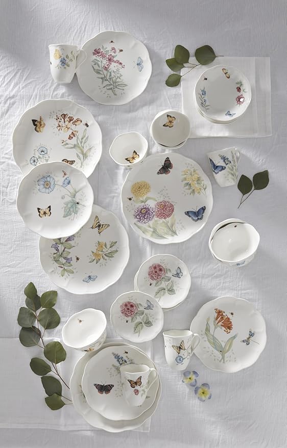 Lenox 865075 Butterfly Meadow 28-Piece Dinnerware Set, White