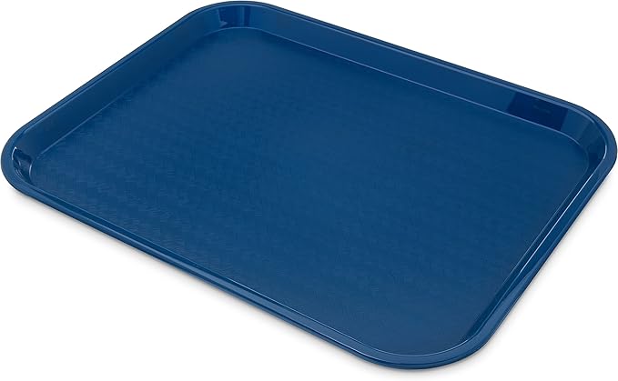 Carlisle FoodService Products Cafe Fast Food Cafeteria Tray with Patterned Surface for Cafeterias, Fast Food, And Dining Room, Plastic, 17.87 X 14 X 0.98 Inches, Blue, (Pack of 12)