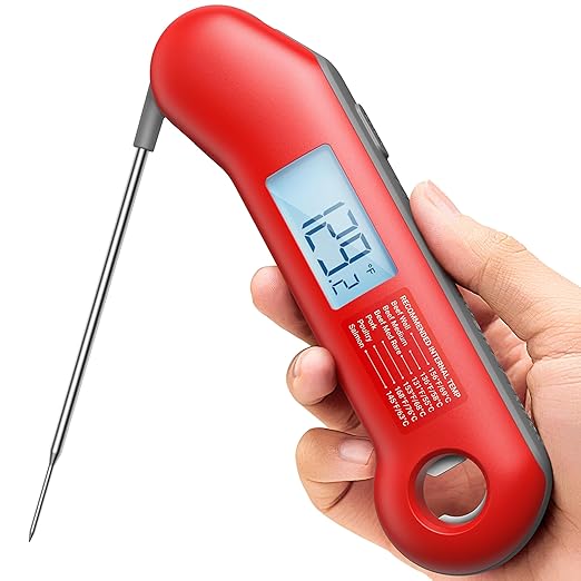 Professional Meat Thermometer Digital, Ultra-Fast 0.5 Sec Instant Read, NIST Certified ±0.5°F Accuracy, 100% Waterproof, Auto-Rotate Backlit Display, Stocking Stuffers for Men Christmas Gifts for Men