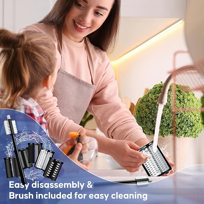 Electric Cheese Grater,300W DC Motor Salad Maker,Electric Slicer Shredder with 5 Different Shapes of Blades,Electric Vegetable Cutter for Potato,Carrot,Black