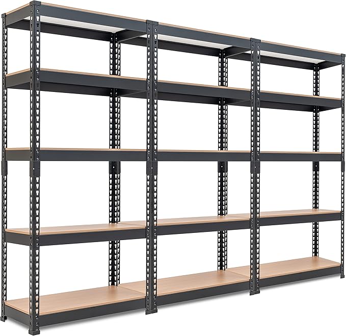 HOMEDANT 28"W x 12.3"D x 59.5"H 5-tier Boltless Metal Shelving Unit Adjustable Garage Storage Utility Rack Heavy Duty Shelves Organization Multipurpose Shelf Warehouse Kitchen Living Room pantry 3Pack