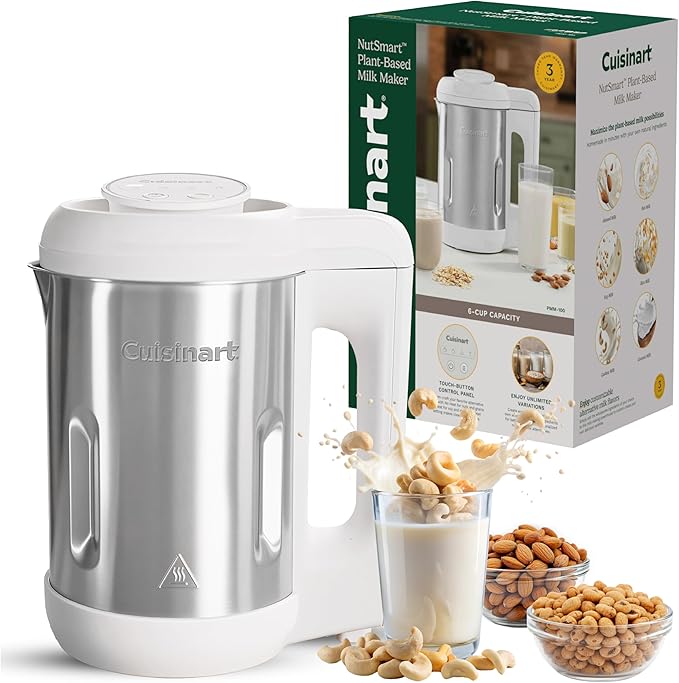 Cuisinart NutSmart 50 Oz Nut Milk Maker Machine Makes Milk in 60 Seconds, Easy to Use and Clean, Perfect for Almond Milk, Soy Milk, Oat Milk, Made with BPA Free Stainless Steel