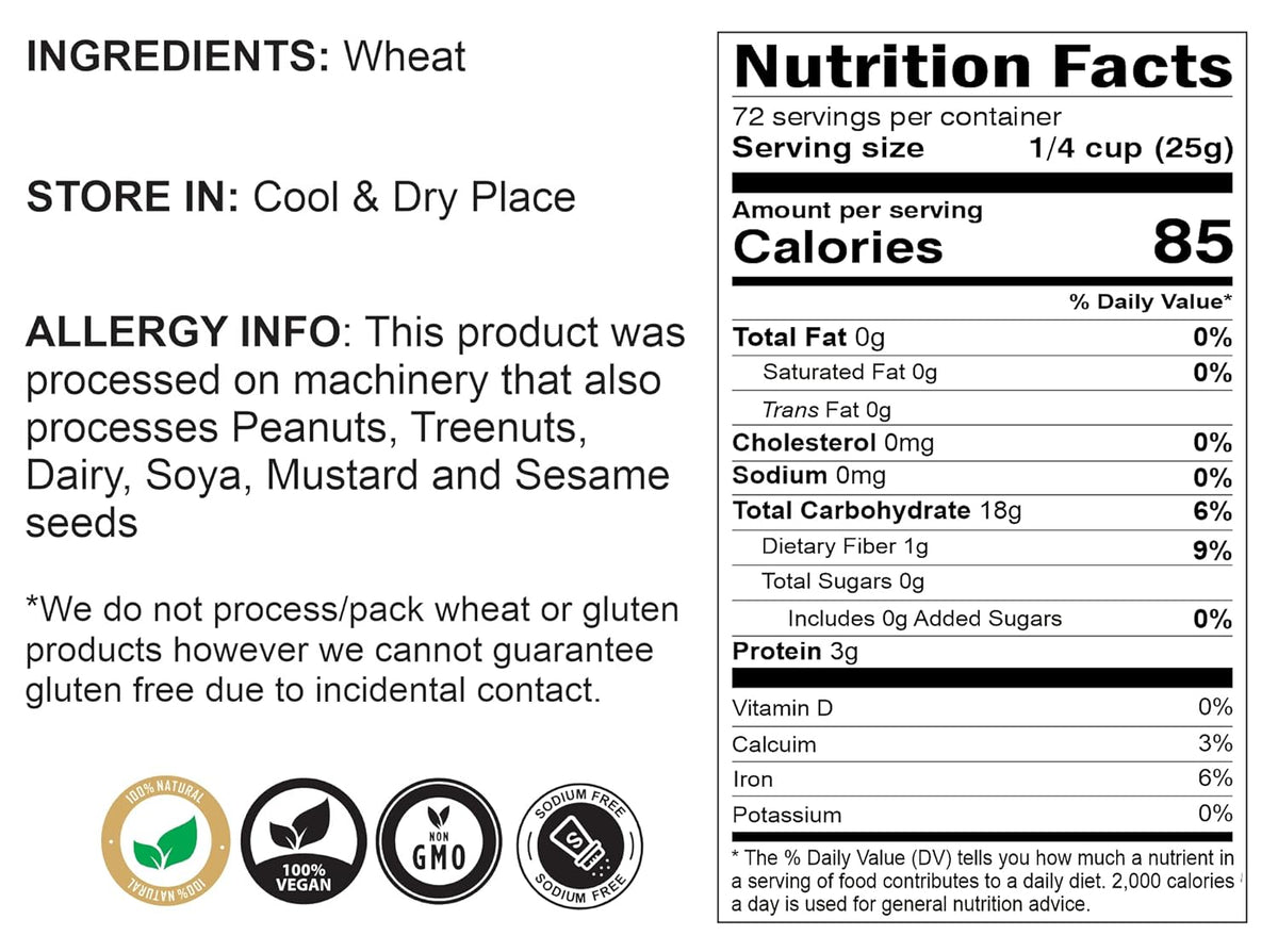 Rani Sooji Coarse (Farina, Suji, Rava, Rawa, Wheat Semolina) Flour 64oz (4lbs) 1.81kg Bulk ~ All Natural | Vegan | NON-GMO | Indian Origin
