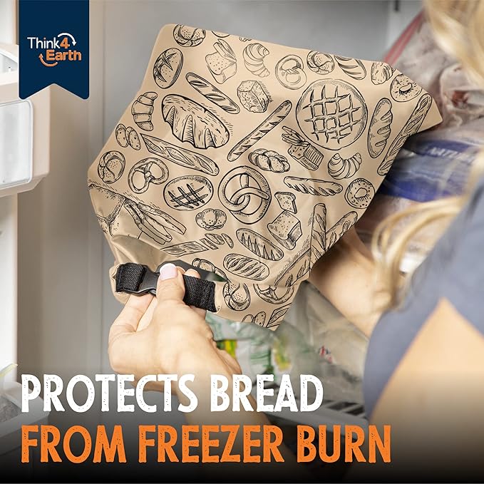THINK4EARTH® Premium Brown Reusable Bread Bags for Homemade Bread – Durable & Washable (2 Pack)