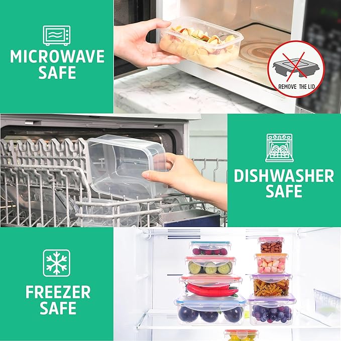 RockBerry 46 PCS Food Storage Containers with Lids Airtight- Plastic Container for Pantry Kitchen Organization-Microwave Dishwasher,Freezer Safe 100% Leak Proof (23 Stackable Boxes-23 Lids)