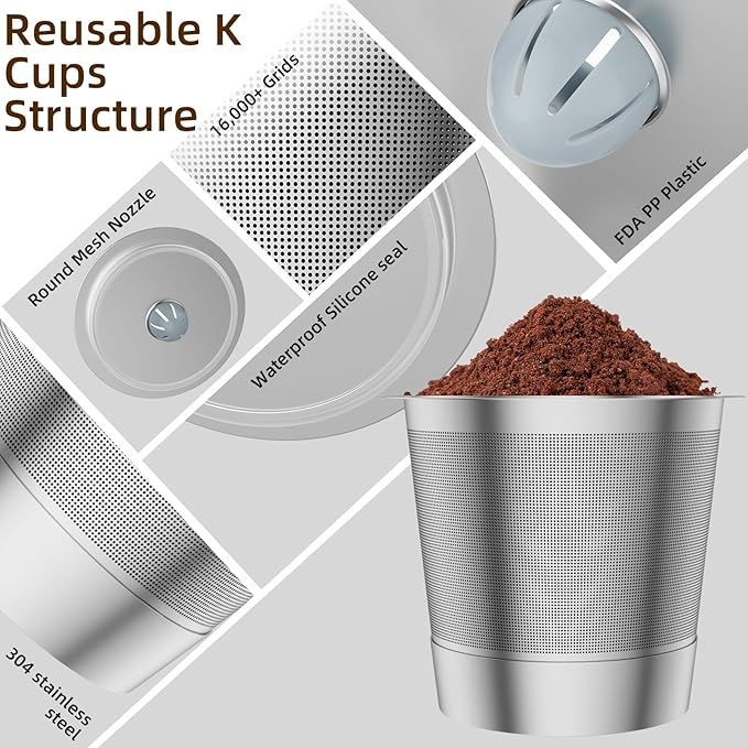 2 Pack Reusable K Cup Coffee Pods, Universal Stainless Steel Refillable K Cup Coffee Filters for Keurig 1.0 and 2.0 Coffee Makers