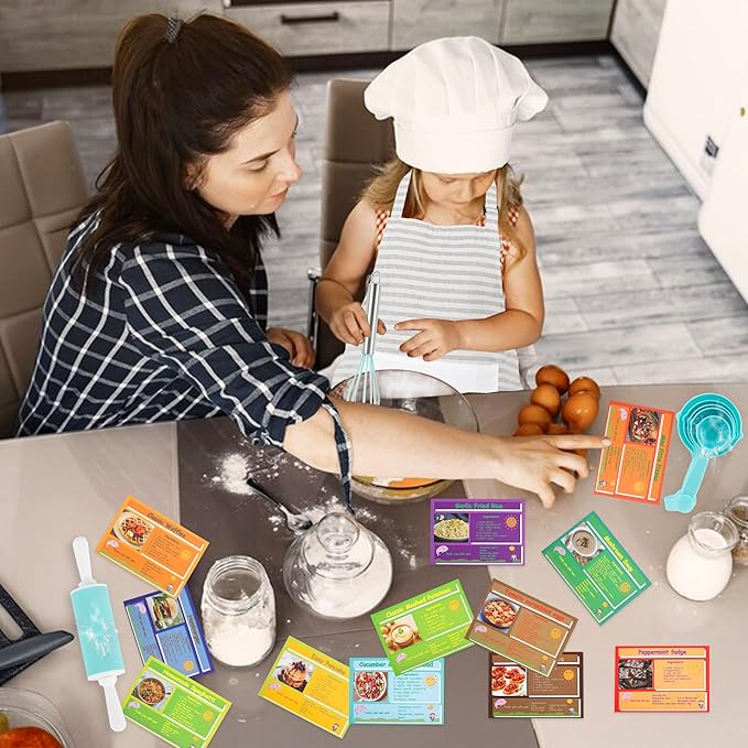 Kids Cooking Sets Baking Set with Storage Container 37 Piece Real Cooking Supplies with Cooking Utensils Cookbook Knives Apron for Girls Boys