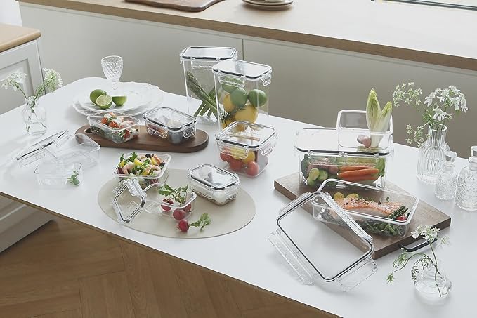 Airtight Food Storage Container With Lid (91.3oz) BPA-Free | Meal Prep | Microwave, Freezer and Dishwasher Safe | Leak-Proof | Kitchen Fridge Organizer Boxes | Fresher Food