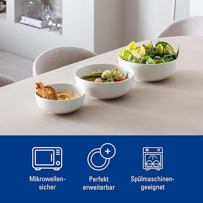 Villeroy & Boch Afina Gourmet Large Serving Bowl, Premium Porcelain, Made in Germany, Dishwasher and Microwave Safe, 10.25x 10.25x 4 in, Stackable, White