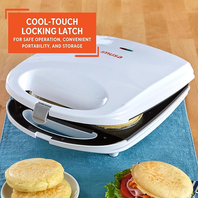 Imusa USA GAU-80300 4 Slot Electric Arepa Maker with Nonstick Surface (1,200-Watts), White