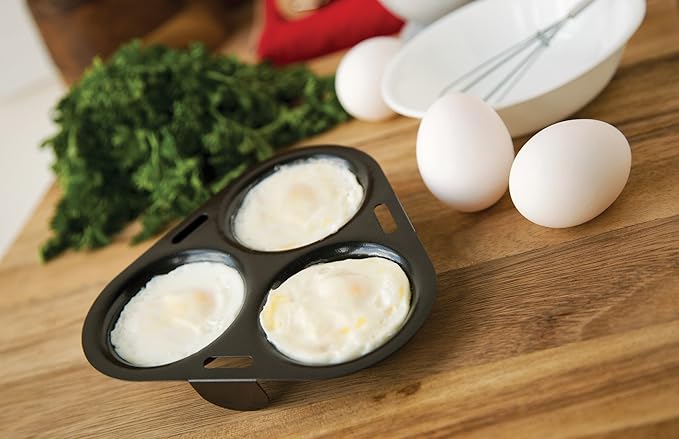 Fox Run 3-Egg Poacher Insert, Carbon Steel, Non-Stick,Black