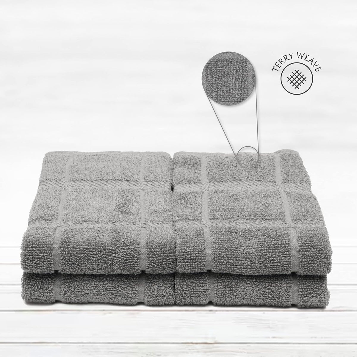 100% Cotton Terry Dish Towels, 4 Pack Plain, 16 x26 Inches, Super Soft and Absorbent Kitchen Towels, Perfect for Kitchen Cleaning and Dish Washing | Light Gray