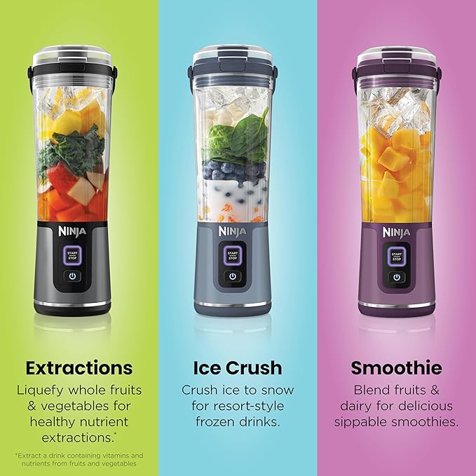 Ninja BC151EM Blast Portable Blender, Cordless, 18oz. Vessel, Personal Blender-for Shakes & Smoothies, BPA Free, Leakproof-Lid & Sip Spout, USB-C Rechargeable, Dishwasher Safe Parts, Forest Green