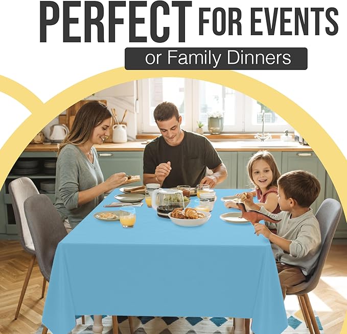 Exquisite 66% Thicker Premium Plastic Table Cloth Rectangle Table Cover 0.5 Mil 12 Pack Sky Blue Table Cloth 54 Inch x 108 Inch Disposable Tablecloth Won't Tear Easily Like Cheap Thin Brands