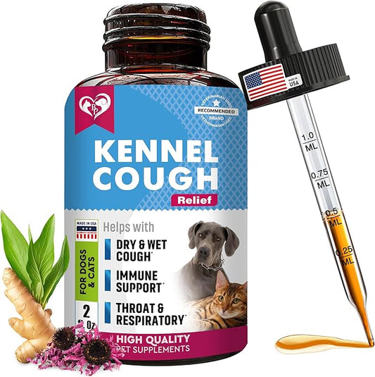 Kennel Cough Treatment & Natural Infection Medicine for Dogs & Cats - Respiratory & Cold Cough Relief - Collapse Trachea & Cat Asthma Support - Made in USA