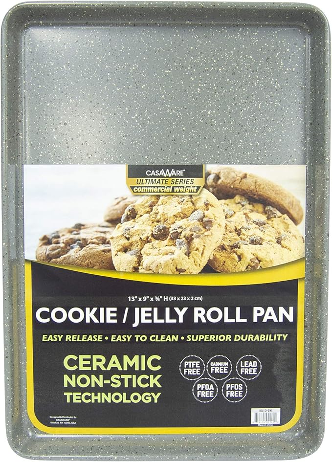 casaWare 3pc Ultimate Commercial Weight Cookie Sheet Set, Two 15 x 10-Inch Pans, One 13 x 9-Inch-Inch Pan (Silver Granite)