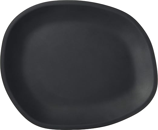 Carlisle FoodService Products Ridge Resuable Plastic Platter Oblong Platter for Home and Restaurant, Melamine, 13 Inches, Slate