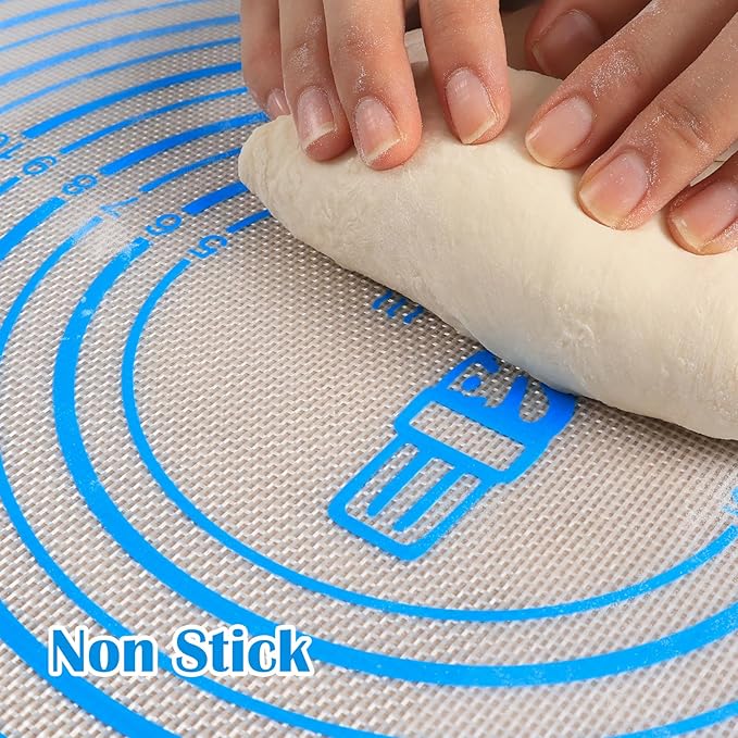 Nonstick Silicone Pastry Mat Extra Large with Measurements 28''By 20'' for Silicone Baking Mat, Counter, Dough Rolling,Fondant/Pie Crust By Folksy Super Kitchen (20×28, Blue)