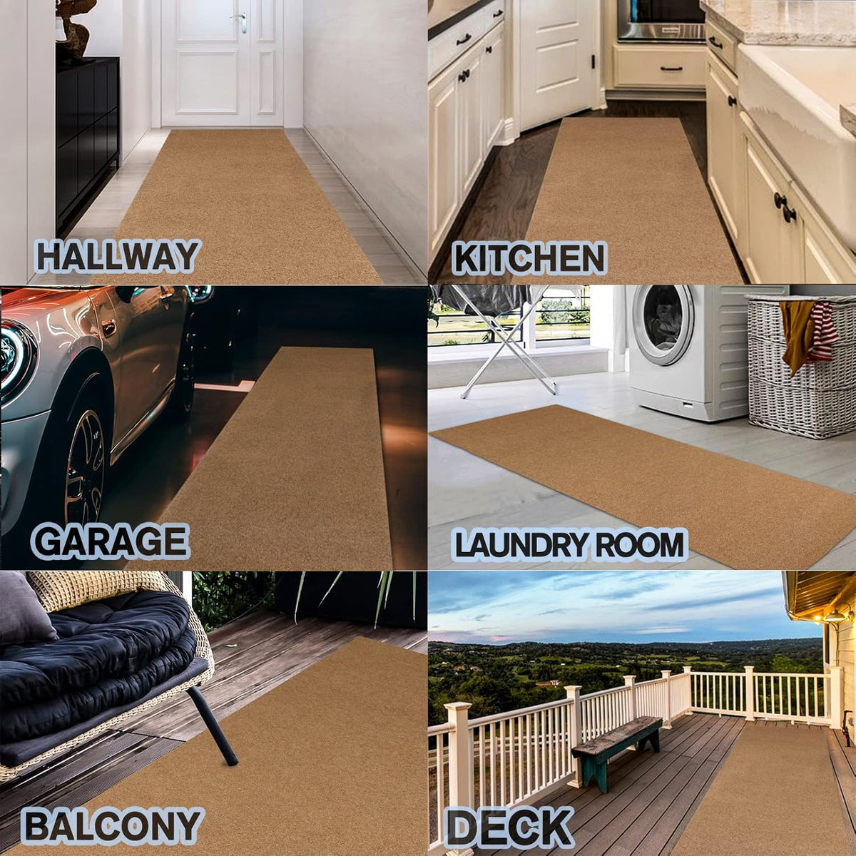 Custom Size Backed Non-Slip Area Rugs Runner, Easy Clean, Waterproof Runner Rugs for Hallway Entryway, Kitchen, Laundry, 4FT x 5FT, Beige