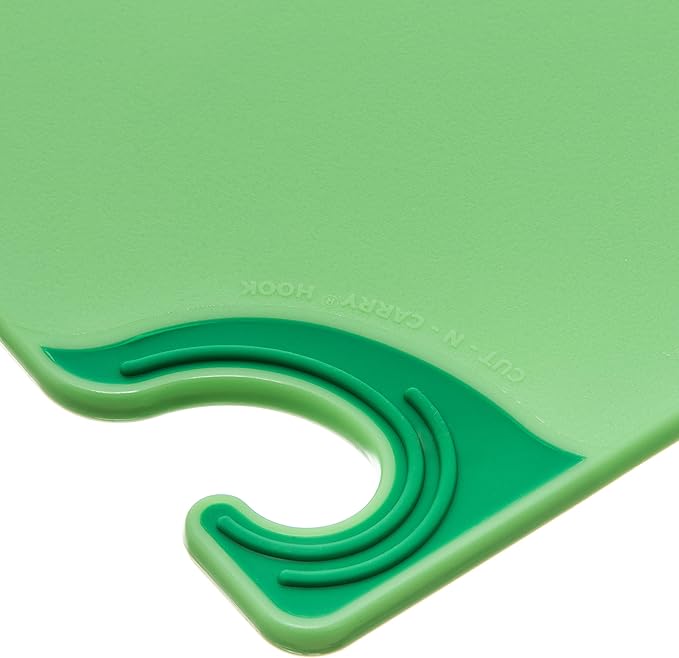 San Jamar Saf-T-Grip Plastic Cutting Board with Safety Hook, 9" x 12" x 0.375", Green, (Pack of 6)