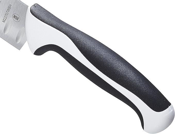 Mercer Culinary Millennia Color Handle Cutlery 7" Santoku Knife (Granton Edge) White