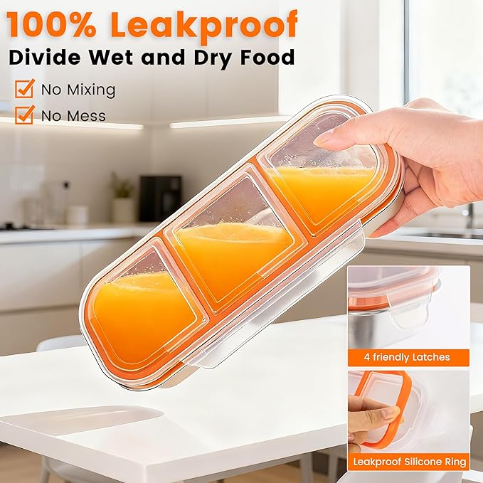 Bandesun Stainless Steel Snack Containers for Kids & Adults, 1 Pack Leek Proof Metal Bento Lunch Box with with lids, Lunchable Containers for Travel, School, Home - Stackable Bento Snack Box