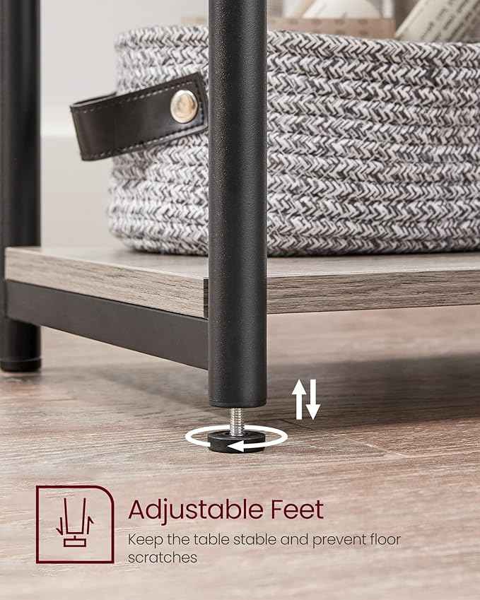 VASAGLE Side Table, Small End Table, Tall Nightstand for Living Room, Bedroom, Office, Bathroom, Greige and Classic Black ULET273B02