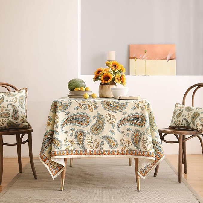 patdrea Designer Vintage French Long Rectangle Table Cloth,Italian Floral Wrinkle Free Farmhouse Tablecloth,Decor Table Cover for Kitchen Dining,Christmas,Tea Party,Thanksgiving,63"x94"-Lysaniya
