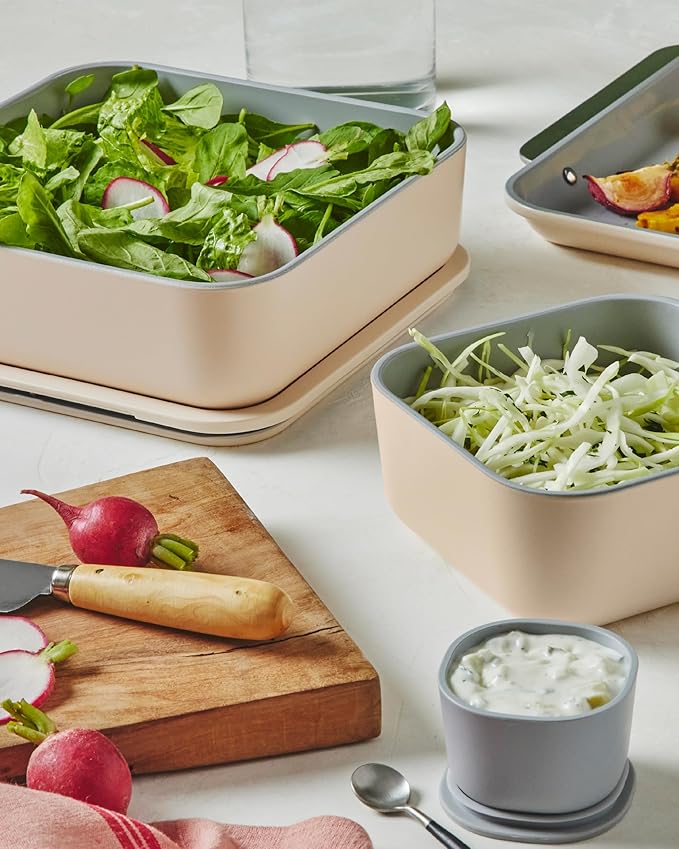 Caraway 3pc Glass Food Storage Set – 10 Cup, 6.6 Cup, & 4.4 Cup Food Containers - Ceramic Coated - Non Toxic Non Stick Lunch Box with Glass Lids - Dishwasher, Oven, & Microwave Safe - Navy