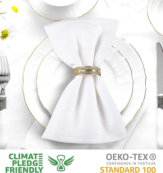 Urban Villa White Cloth Napkins Set of 10 100% Cotton Dinner Napkins Cloths Washable 20”x20” Absorbent Soft Durable Reusable-Ideal for Everyday Use Parties Wedding Thanks Giving Christmas Halloween