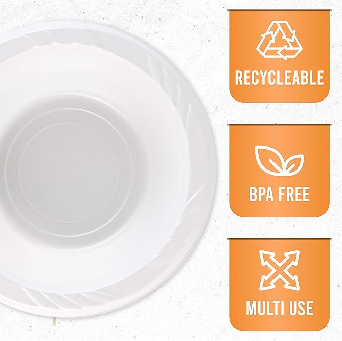 PLASTICPRO 100 Count Disposable 5 ounce White Plastic Dessert Bowls