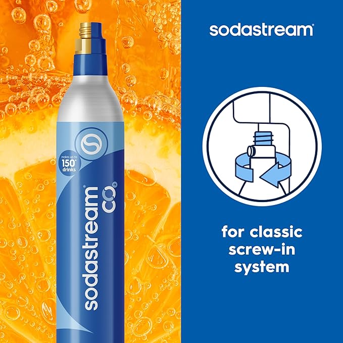 SodaStream CO2 Gas Carbonation Bundle - 3 Cylinders - Blue Screw-in System - Never run out of CO2 Again - Compatible with Fizzi, OneTouch, Jet, Spirit, Penguin, Ninja Thirsti, DrinkMate, Aarke