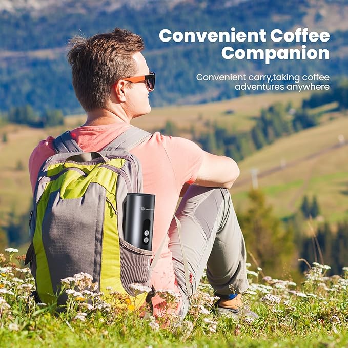 Maestri House 150W Espresso Maker with 2-3 Min Fast Self-Heating, Portable Travel Espresso Coffee Machine with Bag, Small Tea Cup Also Holder for NS Capsule & Ground Coffee for Car Camping, RV, Hiking
