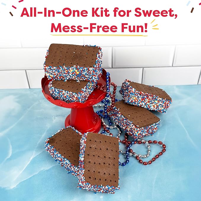 Baketivity Classic Ice Cream Sandwiches Kids Baking Kit - Cooking Kit for Kids with Premeasured Ingredients STEM Recipe Book and Lessons - Great Gift for Girls and Boys Ages 6-12