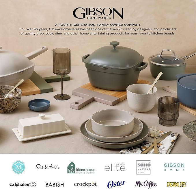 Gibson Home Rockaway 12-Piece Stoneware Dinnerware Set, Matte Finish, Service for 4, Modern Ceramic Plates and Bowls, Microwave & Dishwasher Safe – Soft Gray - Service for 4