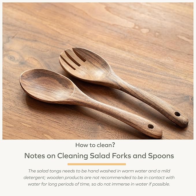 Muso Wood Acacia Salad Servers,10-inch,set of 2 (Acacia salad servers)
