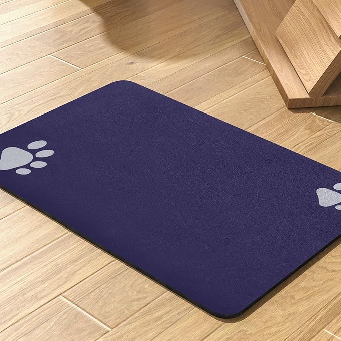 Pet Feeding Mat-Absorbent Dog Mat for Food and Water Bowl-No Stains Quick Dry Water Dispenser Mat-Dog Accessories Pet Supplies-Bowl for Messy Drinkers（Navy,23"x34"