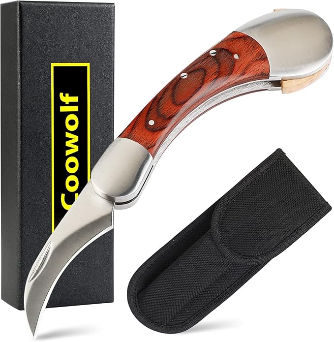 Mushroom Foraging Knife - Folding Knife with Brush and Sheath for Mushroom Lovers