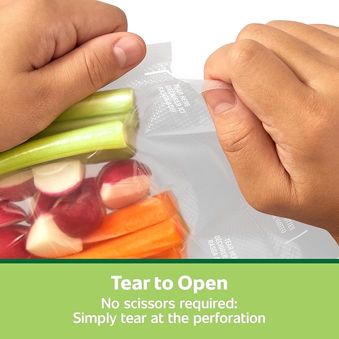 FoodSaver Quart Pre-Cut Vacuum Seal Bags, Easy Use Vacuum Storage Bags, Align to Seal and Tear to Open Vacuum Sealer Storage Bags, 43 Pack