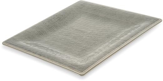 Carlisle FoodService Products Grove Reusable Plastic Plate Square Plate with Rim for Home and Restaurant, Melamine, 10.5 Inches, Smoke, (Pack of 12)