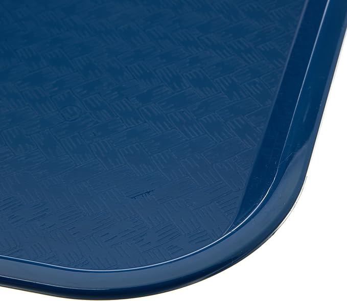 Carlisle FoodService Products Cafe Fast Food Cafeteria Tray with Patterned Surface for Cafeterias, Fast Food, And Dining Room, Plastic, 17.87 X 14 X 0.98 Inches, Blue, (Pack of 12)
