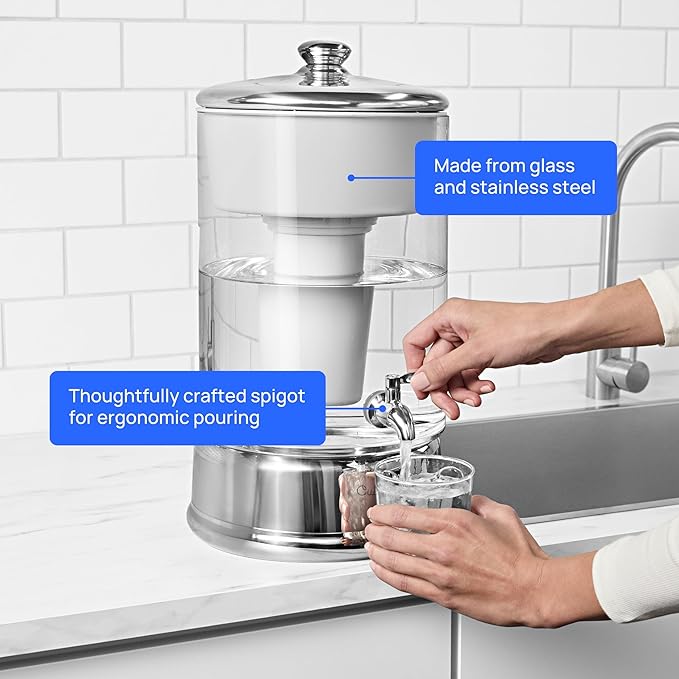 Culligan with ZeroWater Technology 40-Cup Glass Water Filter Dispenser – Includes 5-Stage Advanced Water Filter, Certified to Reduce Lead, Total PFAS (Forever Chemicals), Fluoride, and Chlorine