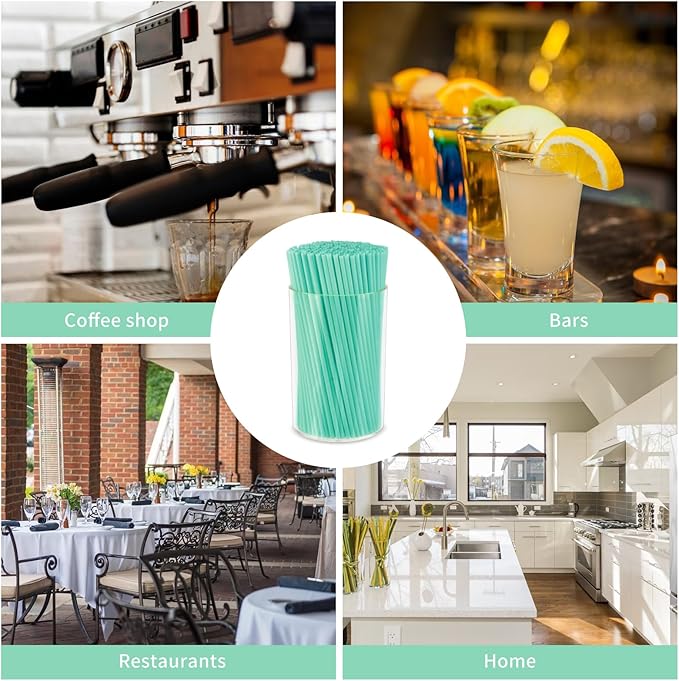 500 Pcs Blue Aqua Coffee Stir Sticks Set Mint Blue Cocktail Straws Coffee Stirrers Holder Acrylic Stir Stick Holder Bar Straws Drink Stirrers for Bar Tea Party Supplies Restaurant Decor 2.7 * 4 Inch