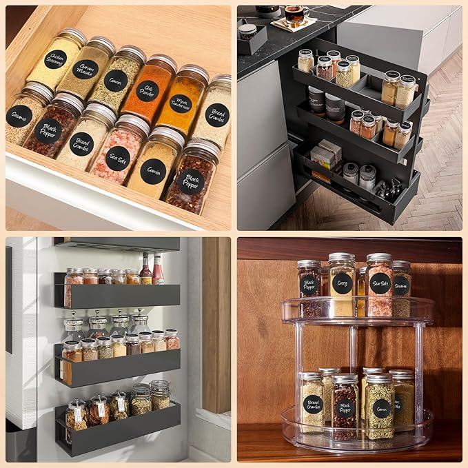 12Pcs Spice Jars with Label, 4oz Empty Square Seasoning Containers, Spice Jars with Shaker Lids, Small Spice Bottles for Salt, Herbs, Sugar, Pepper, Seasoning Jars for Spice Rack, Cabinet, or Drawer