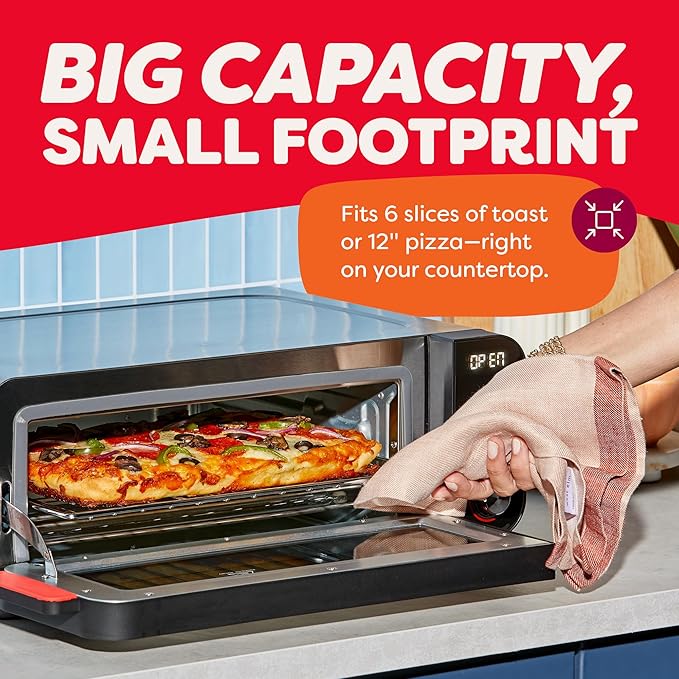 Instant Pot No Preheat Required* 6-in-1 Pizza and Toaster Oven with InstantHeat Technology, Fits a 12" Fresh or Frozen Pizza, Bake, Toast, Broil, & Reheat