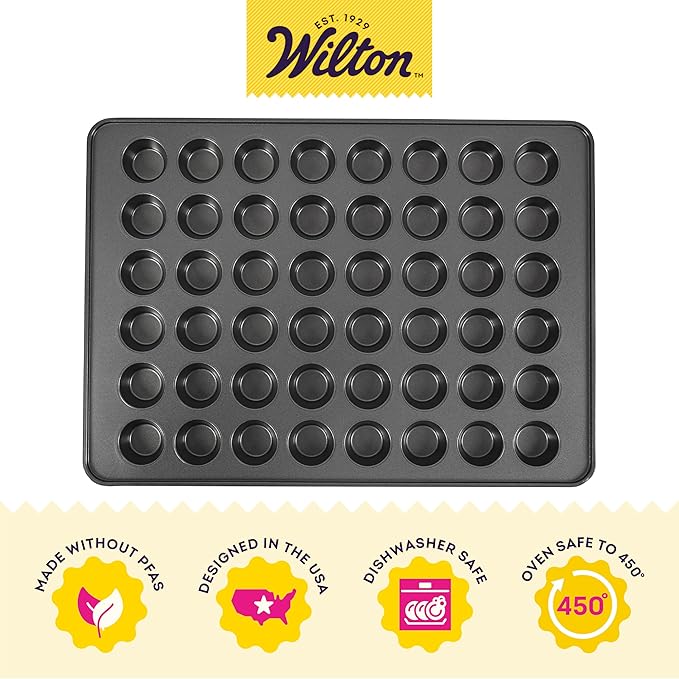 Wilton Perfect Results Non-Stick Mega Mini Muffin Pan, 48-Cup Cupcake Pan, Steel